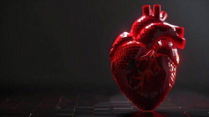 Red Heart Blocks: A Love-ly Tribute to February's Heart Month Generative AI - obrazy, fototapety, plakaty