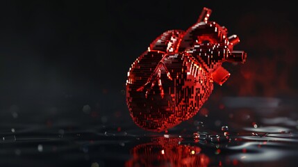 Heartbeat: A Digital Artwork of a Red Heart in a Digital World Generative AI