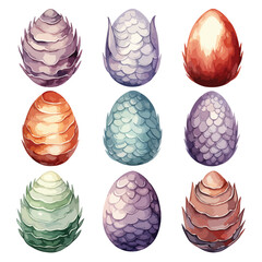 Watercolor Dragon Egg Clipart Clipart isolated on whi