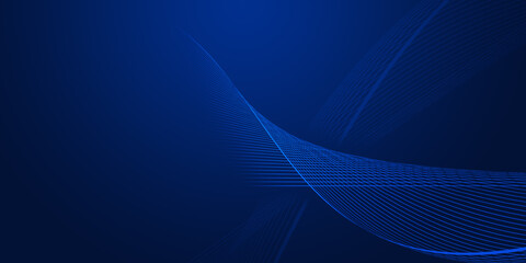 abstract background Curved lines overlapping with dark blue gradient. Technology style digital background and copy space or empty