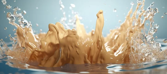Küchenrückwand glas motiv splash of thick vanilla milk, liquid, sweet, wave 34 © Nindya