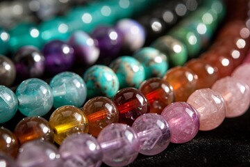 Colorful Beads and Crystals: A Rainbow of Gems for Your Monthly Manicure Generative AI
