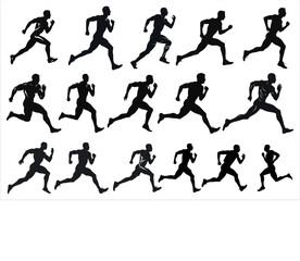 Running sprint Man Black Silhouette set, running man silhouette vector, Sprint man silhouette 