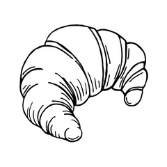 black and white vector drawing of croissant