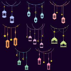 Fototapeta na wymiar Colorful Pastel Hanging Lantern Ornament