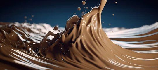 Fototapeten splash of thick chocolate vanilla milk, liquid, sweet, wave 25 © Nindya
