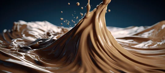 Küchenrückwand glas motiv splash of thick chocolate vanilla milk, liquid, sweet, wave 24 © Nindya