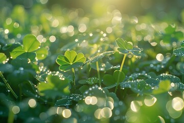 Shamrock Sprouts: A Leafy Tribute to St. Patrick's Day Generative AI - obrazy, fototapety, plakaty