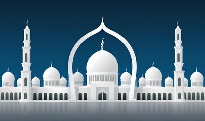 Minimalist Islamic Background, Minimalist Mosque Illustration with Space for Text