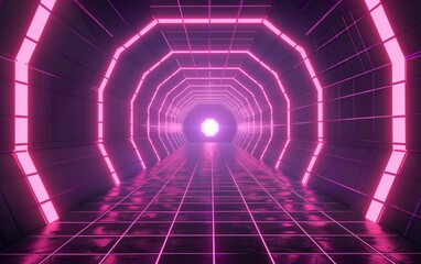 Pink Neon Tunnel: A Glowing Pathway to the Future Generative AI
