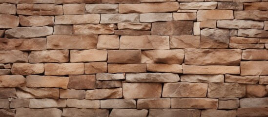 A closeup of a stone wall made of rectangular brown bricks, showcasing the natural beauty of this composite building material