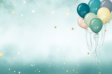 illustration of an background with balloons and copy space, card template concept