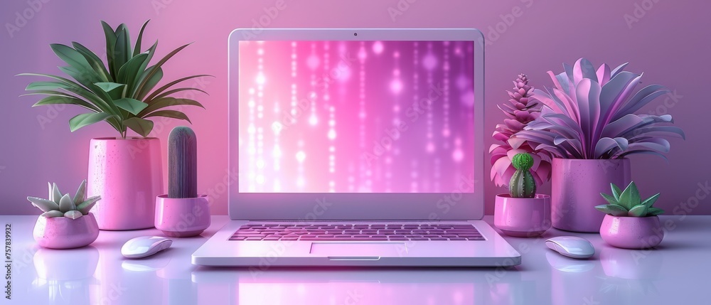 Aufkleber Computer laptop and program code development. Website programming concept. Cartoon design icon isolated on white background. 3D rendering.