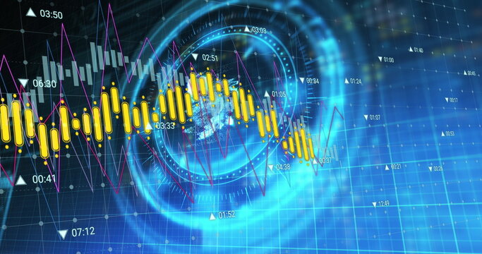 The image shows a processing circle with a rotating uah over a blue and black digital space - Powered by Adobe
