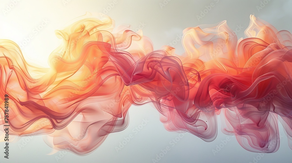 Poster the concept of power radiation of air flow. warm air flow against a light background. infrared wind 