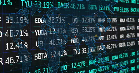 This image shows global stock market data being processed on a transparent background