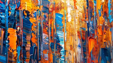 This abstraction oil painting is what you're looking for. Abstract oil painting. Art painting, mural, modern artwork, paint spots, paint strokes, golden elements, orange, gold, blue, knife painting.