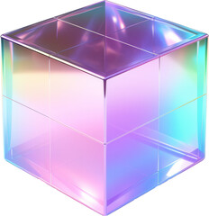 Square box holographic,box of holographic color isolated on white or transparent background,transparency 