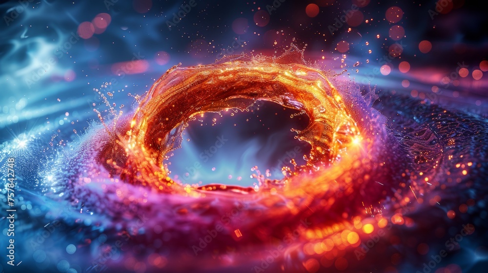 Poster The spiralizing bubbles of the foam detergent work like a vortex of light during cleaning and washing. This modern illustration shows the motion of the swirl in a circle in a blurred spiral motion.