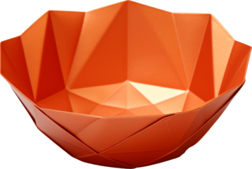 orange bowl paper craft isolated on white or transparent background,transparency 