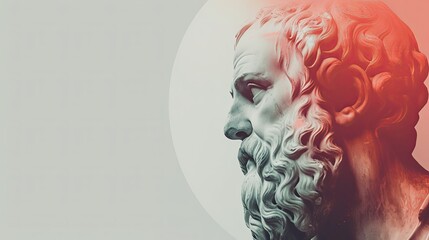 Vibrant Illustration of Ancient Greek Philosopher Socrates with Beautiful Philosophy Quotes Space