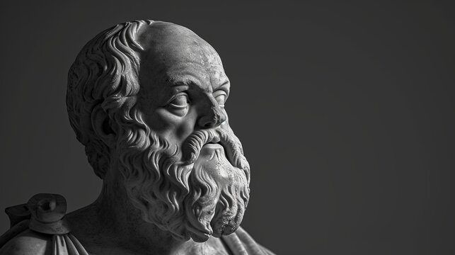 Elegant Greek Philosopher Socrates with Empty Gradient Space and Quote Area