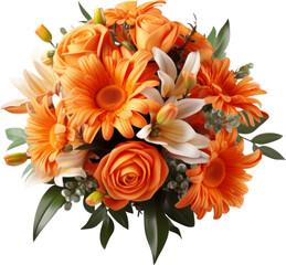 orange flower bouquet isolated on white or transparent background,transparency 