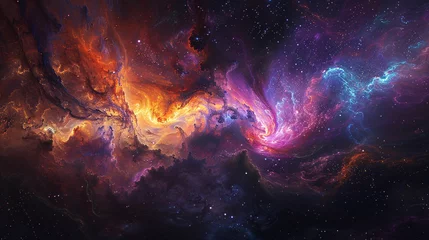Tuinposter Galaxy Glow: A Celestial Splash of Color and Light Generative AI © Manoj