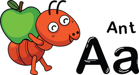 Illustration Isolated Animal Alphabet Letter A-Ant