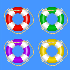 Color lifebuoys set. Life buoys with different color. Vector illustration - 757844734