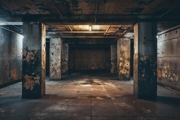 Fototapeta na wymiar Inside empty old doomsday bunker Generative Ai 
