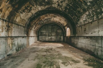 Fototapeta na wymiar Inside empty old doomsday bunker Generative Ai 