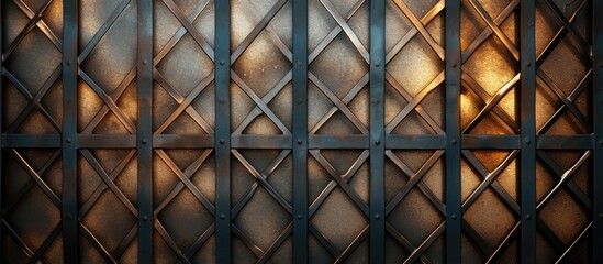 A detailed closeup of a grey metal gate with a intricate pattern, resembling a beautiful design on a fence