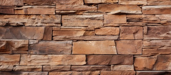 A closeup shot of a beige brick wall composed of rectangular bricks. The building material is a composite of rock and wood, creating a sturdy and durable structure