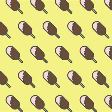 Vector Ice cream seamless pattern isolated on yellow background.