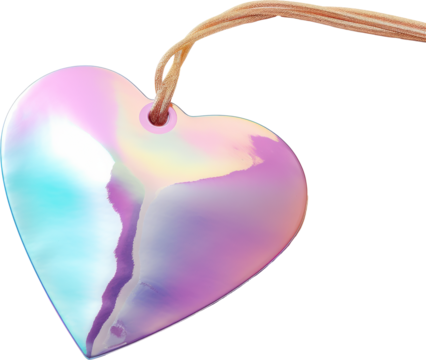 price tag, holographic heart shape of price tag isolated on white  transparent background,transparency 