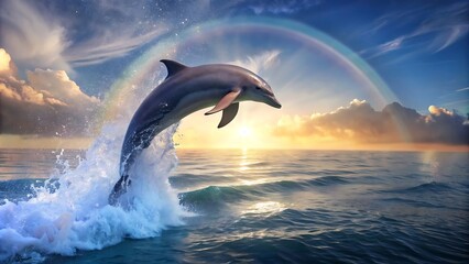 Obraz premium Generative ai. A graceful dolphin leaping out of the water in a beautiful arc