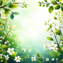 Nature background. Blossoming branch of tree. Bright colorful spring flowers.