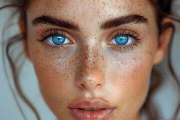 Woman With Freckled Hair and Blue Eyes