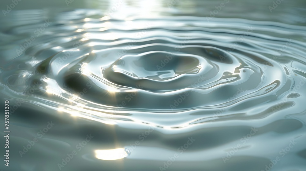 Sticker Ripples of a circle, texture concept for cosmetic products such as creams, lotions, gels, milks. Water ripples from the top. Modern illustration of a vibrating surface.