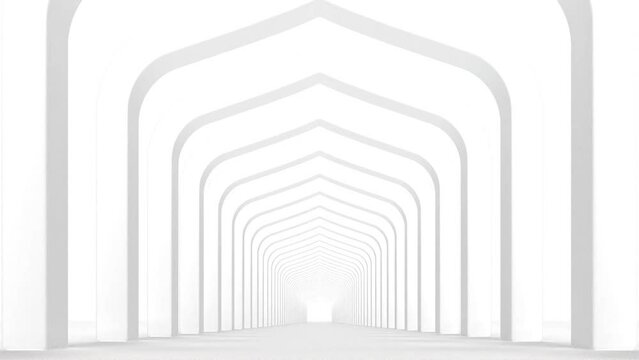 White tunnel empty corridor loop animation ping pong 4k