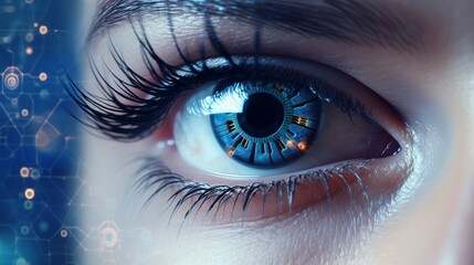 The cybernetic eye, science and technology of the future - obrazy, fototapety, plakaty