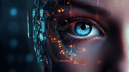 Fototapeta na wymiar The cybernetic eye, science and technology of the future
