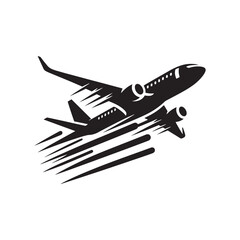 Flight of the Imagination: Vector Airplane Silhouettes for Creative Projects, black airplane illustration.