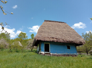 Traditional old house at the Village Museum in Baia Mare city, Maramures, Romania