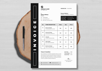 Black And White Invoice Layout