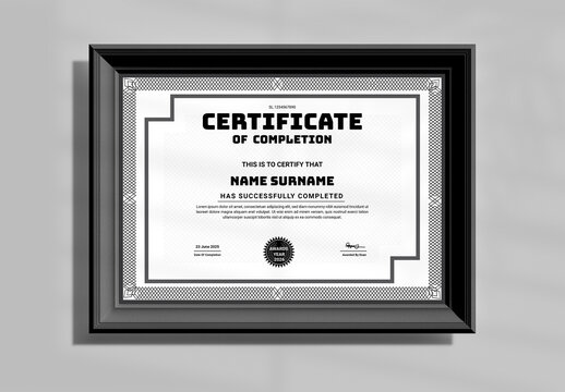 Certificate Of Completion Layout With Border