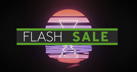 Obraz premium Image of flash sale text over a digital sunset