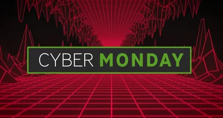 Draagtas Image of cyber monday text over red cave trerrain © vectorfusionart