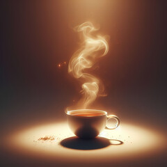 a steaming cup of tea, with wisps of steam rising from the surface, generative ai